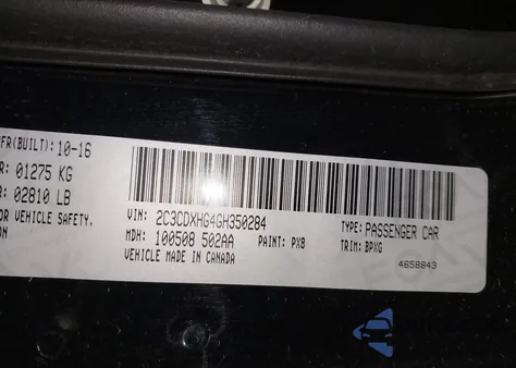 2016 Dodge Charger Sxt из США, поврежденный, VIN 2C3CDXHG4GH350284